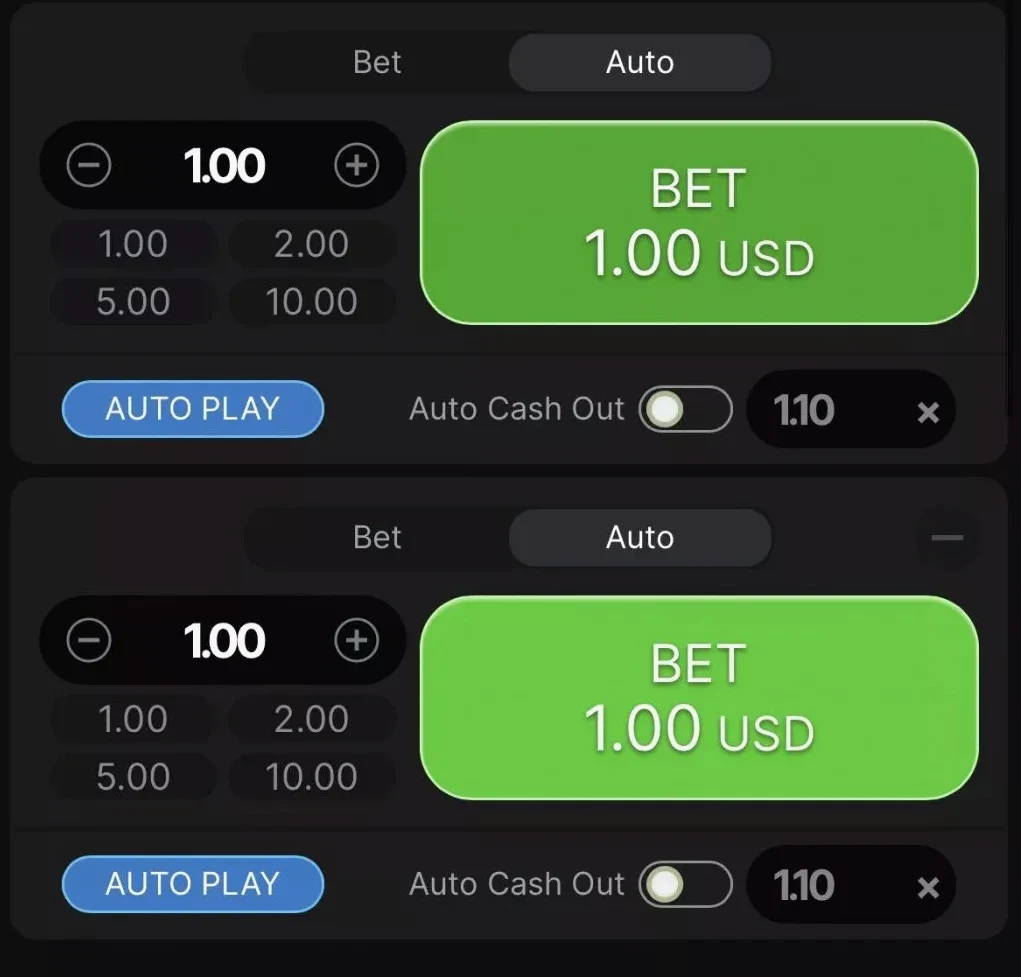 Auto betting interface in Aviator game