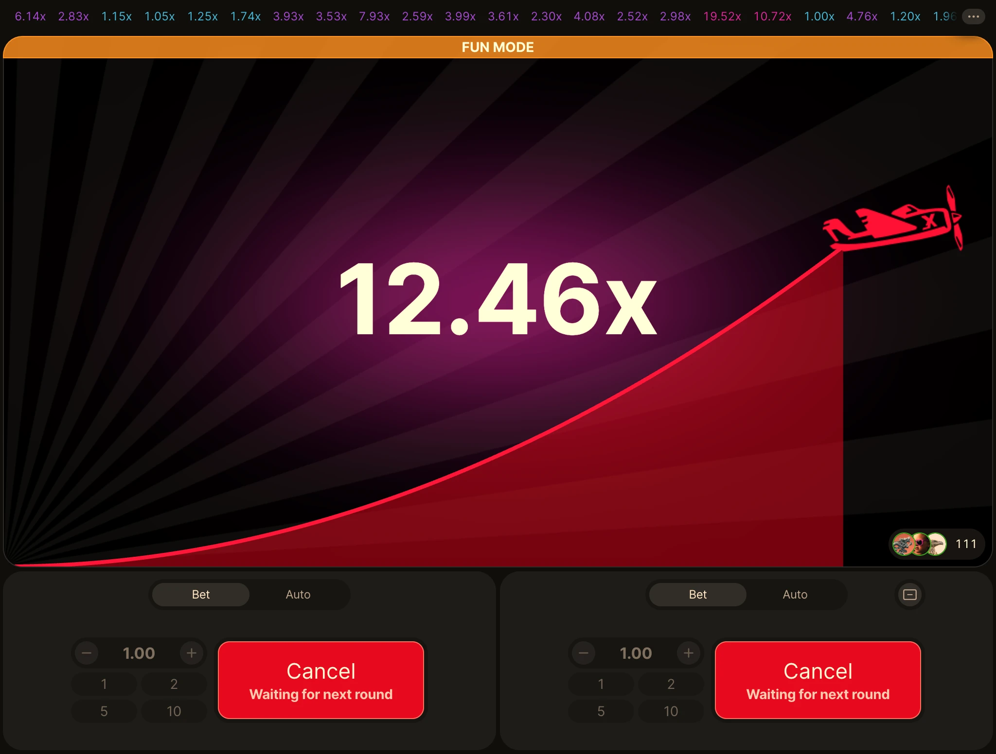 Rising bets in Aviator game