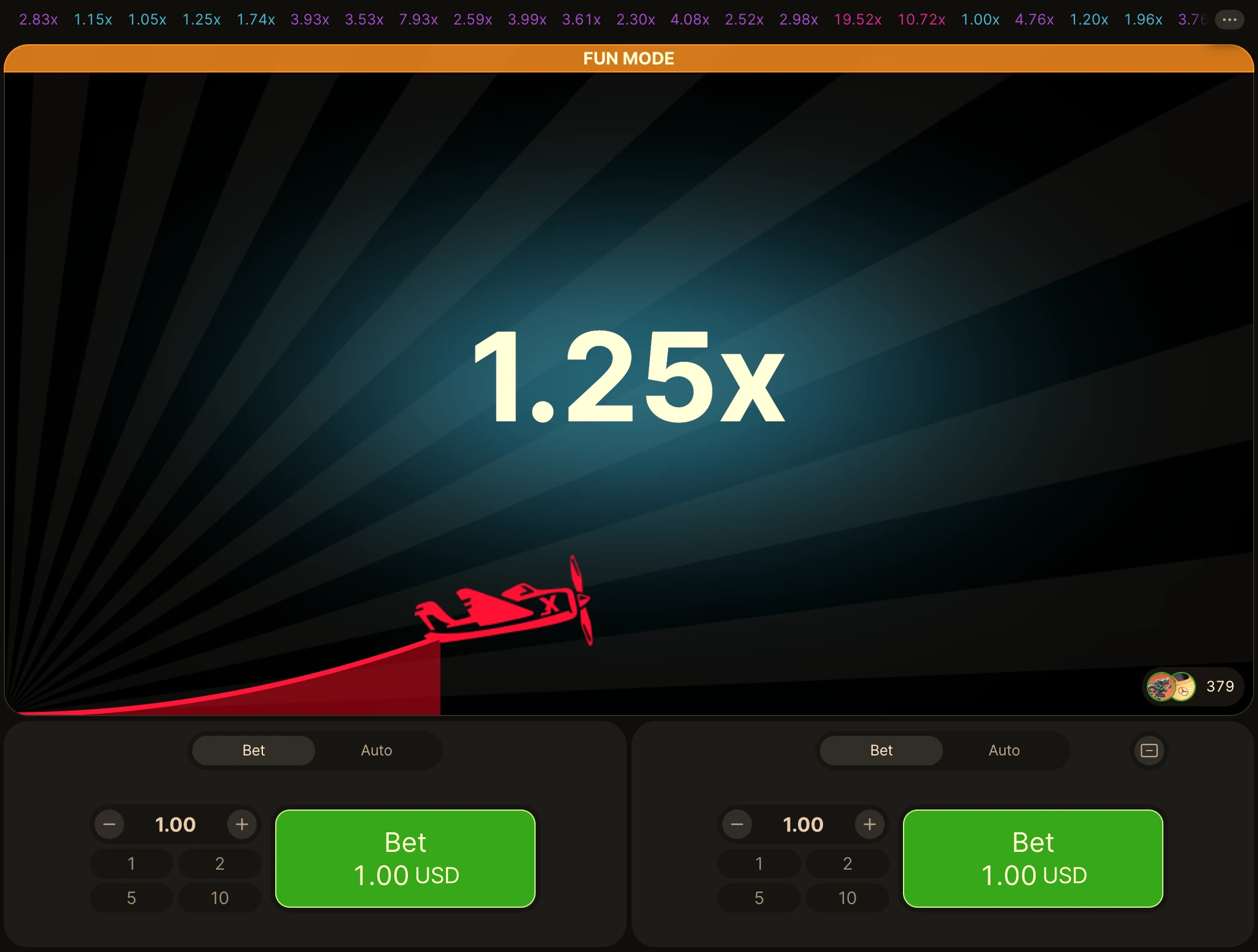Winning payout in Aviator game