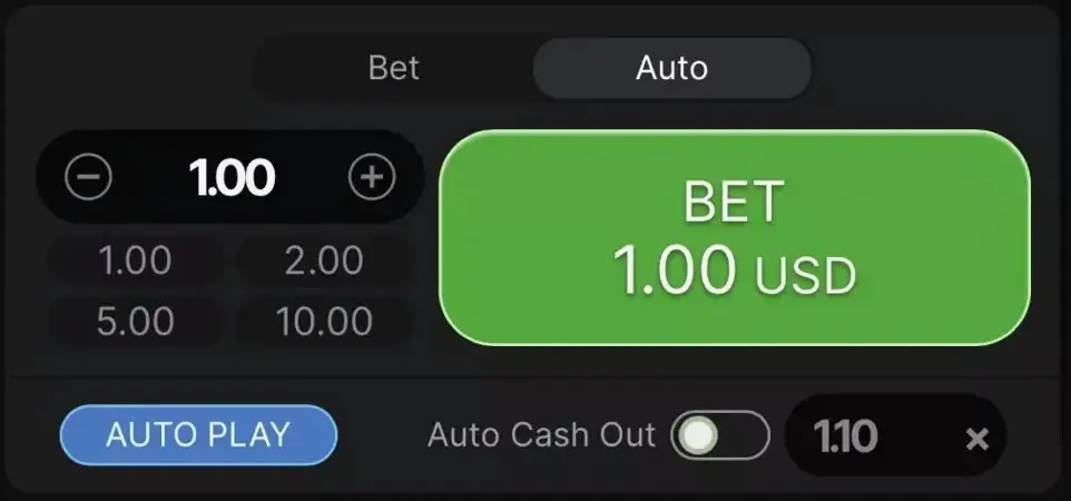Aviator game betting interface